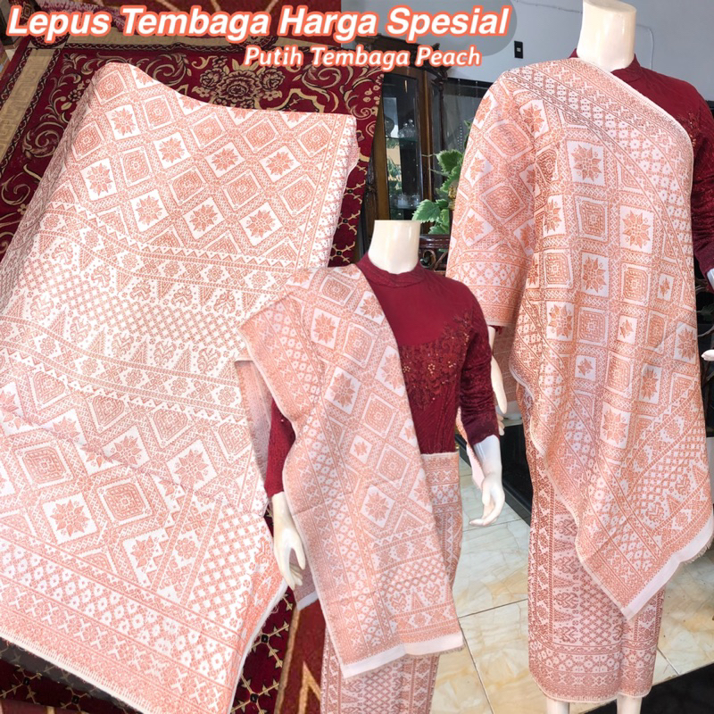 Songket Lepus Tembaga Harga Soesual Putih Tembaga Peach / songket tenun asli palembang /ilham songke