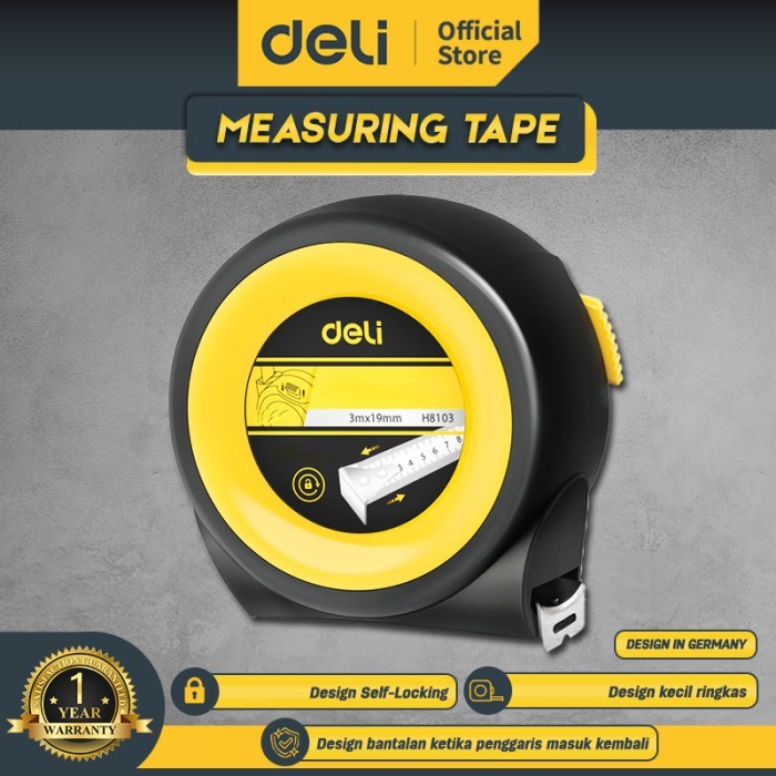 Deli Tape Measure/ Meteran Tukang 3-5M ABS Kunci Manual H810X