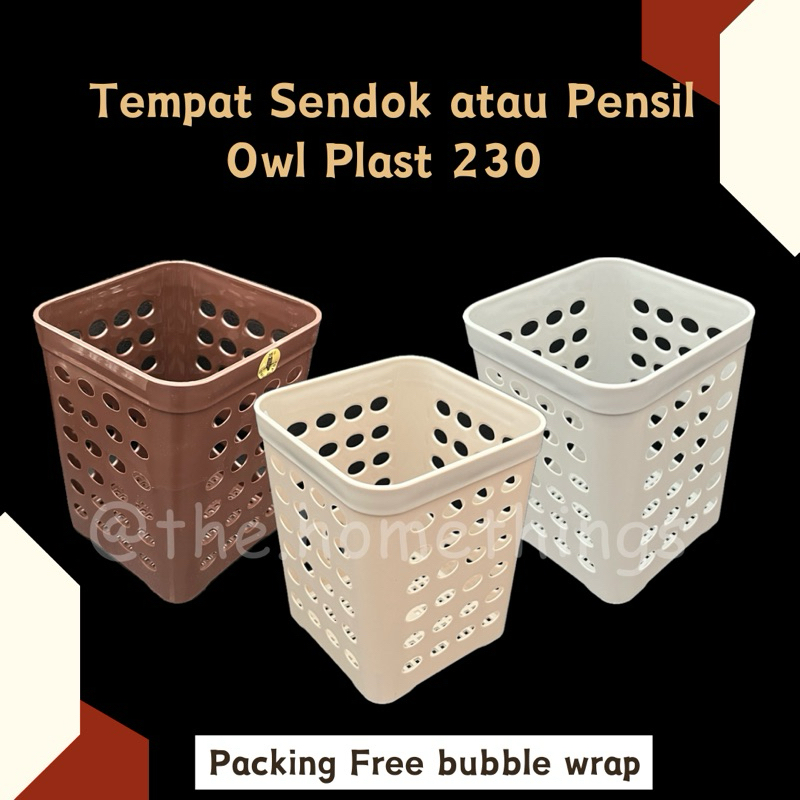 

@the.homethings - TEMPAT SENDOK ATAU PENSIL PERSEGI OWL PLAST 230 / TEMPAT SENDOK PLASTIK / PENCIL CASE / KERANJANG PENSIL ATAU SENDOK