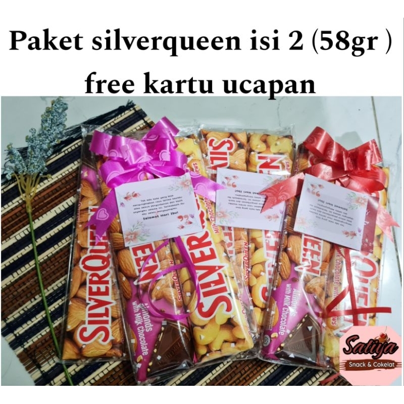 

paket gift/hadiah silverqueen isi 2 free kartu ucapan