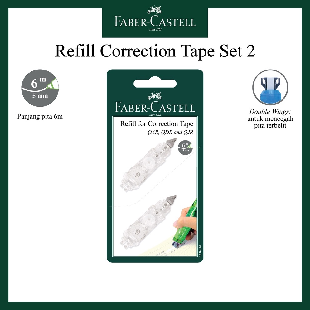 

Pal!ng Popul4r Refill Correction Tape Faber Castell Untuk Tipe QAR / QJR / QDR / Chameleon / R1 / Twist Correction Tape / Set 2 Pcs / Isi Ulang Diminati