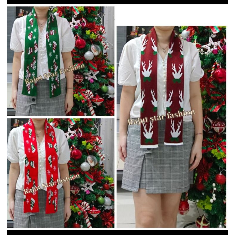 Syall syal shal shawl rajut nuansa Natal paduan suara syall natal rajut motif castle bagus murah