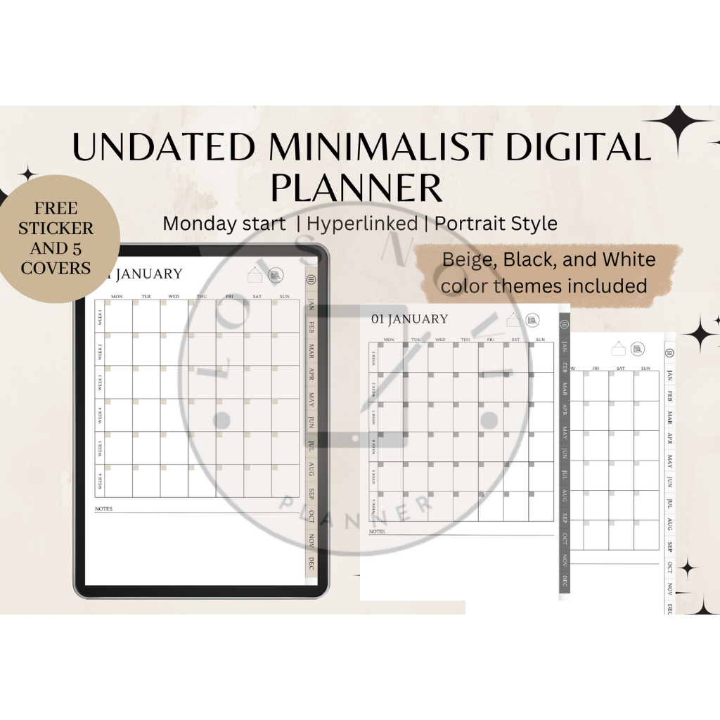 

Digital Planner, Life Planner, Undated Digital Planner, Undated Horizontal Digital Planner, Landscape Digital Planner, Customized Planner