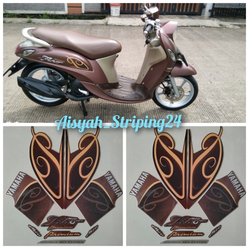 stiker  sticker striping polet body motor yamaha fino 125 2019 coklat