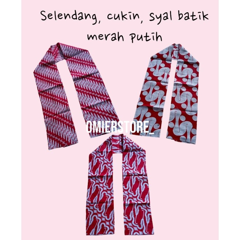 Cukin Selendang Syal Batik Betawi Merah Putih