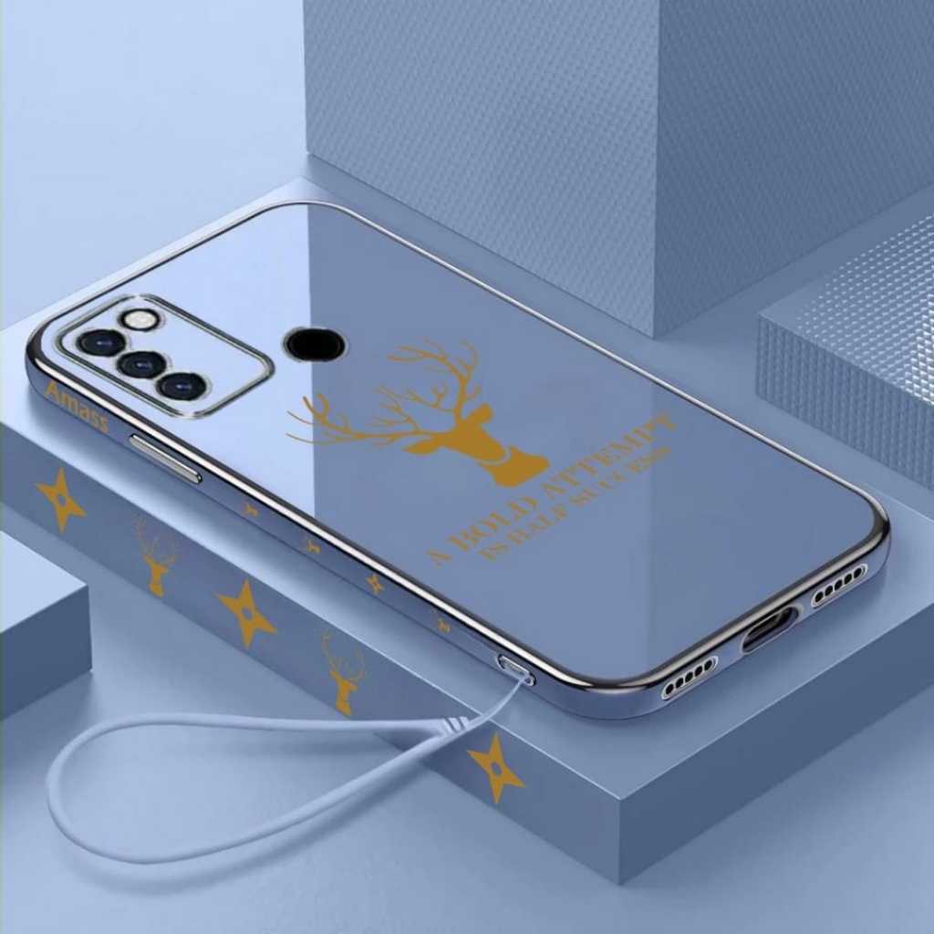 Case Samsung M30s / M21 Motif Kepala Rusa Berlapis Sampul Silikon Gratis Tali