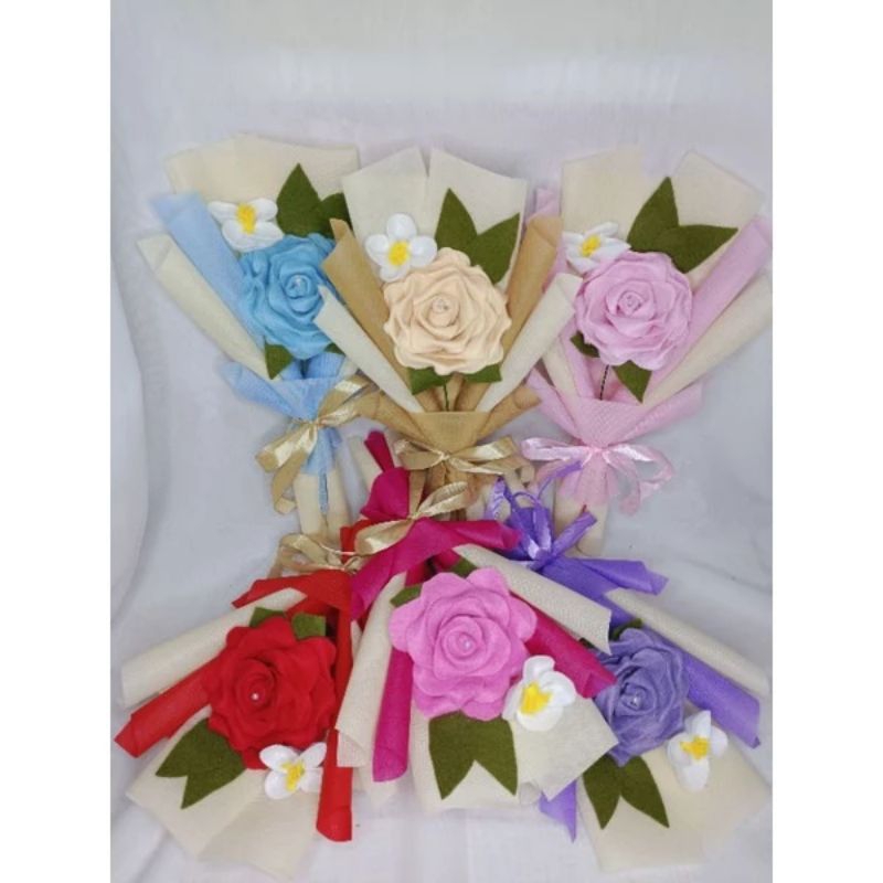 Buket Bunga Mawar Kain Flanel Cantik
