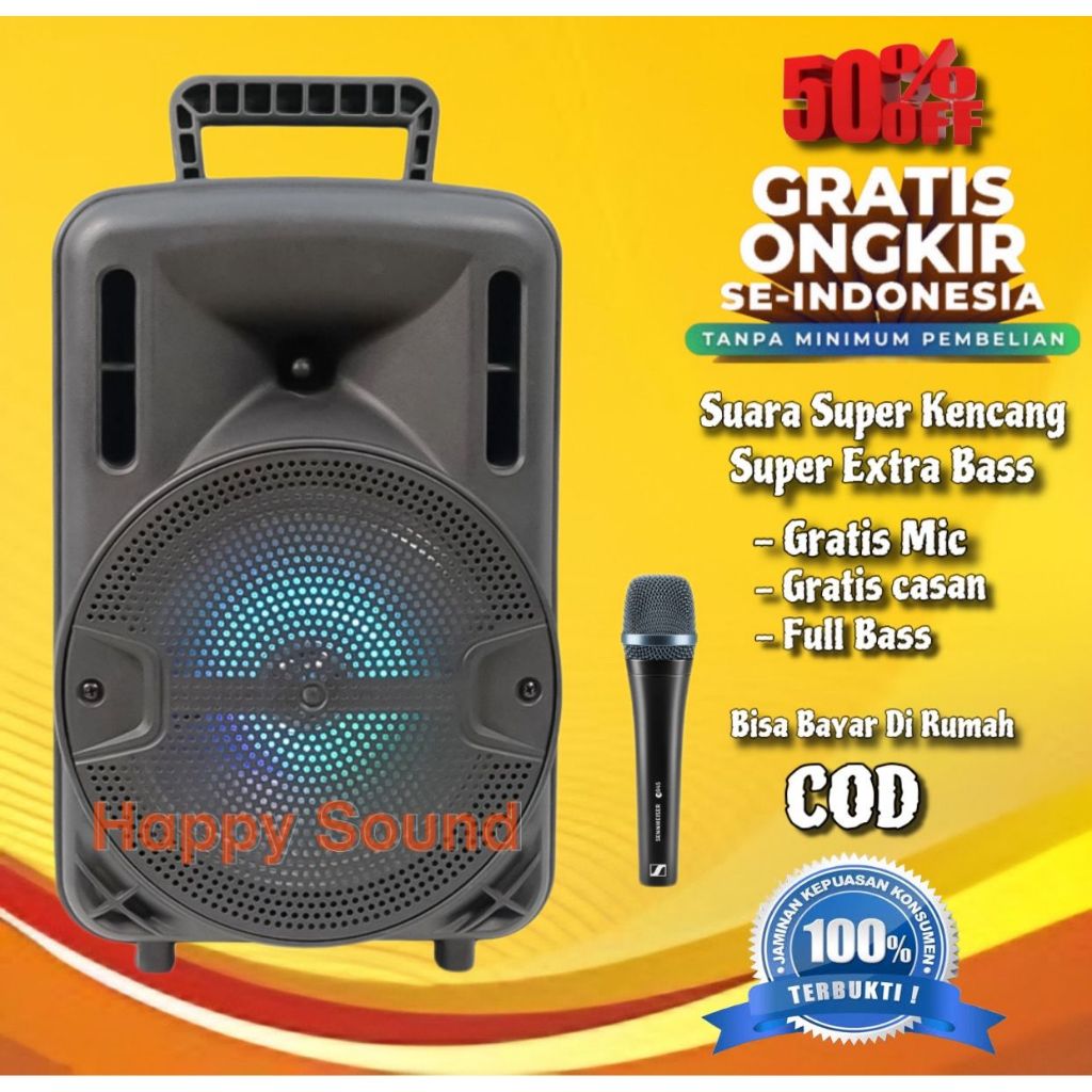 Speaker Bluetooth Karaoke Ukuran Besar Ful Bass Bonus Mic / Salon Spiker Louspiker aktif Jumbo Porta