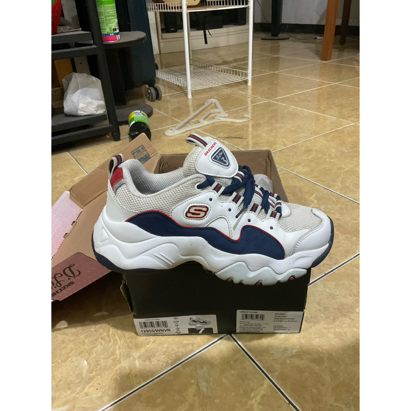 preloved like new skechers d’lites 3.0 zenway white navy red ukuran36-38 masuk
