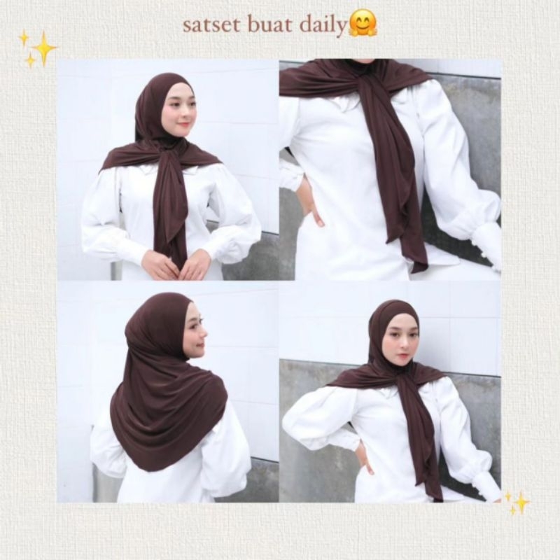 SEGITIGA INSTANT (non ped anti ribet) - kain jersey stella premium - hijab - jilbab - fashion - paka