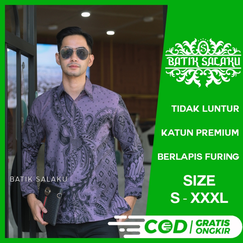 Kemeja Batik Pria Lengan Panjang 21 Baju BATIK SALAKU Premium Cocok Untuk Pesta Kantor Kondangan Lam