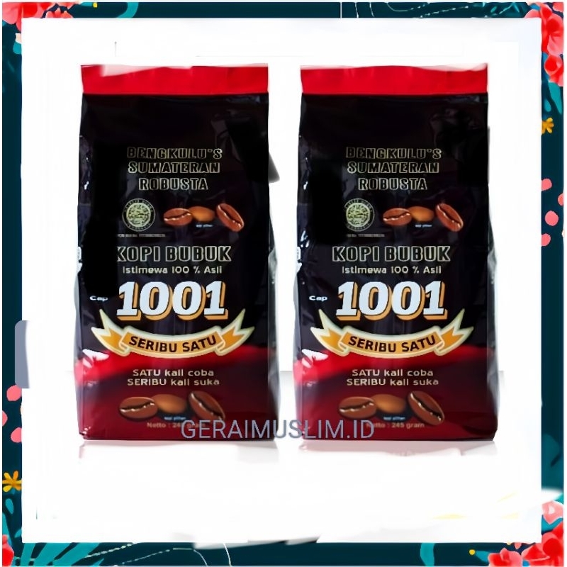 

KOPI COFFEE BUBUK GILING ROBUSTA 1001 BENGKULU 245 GR HITAM ASLI