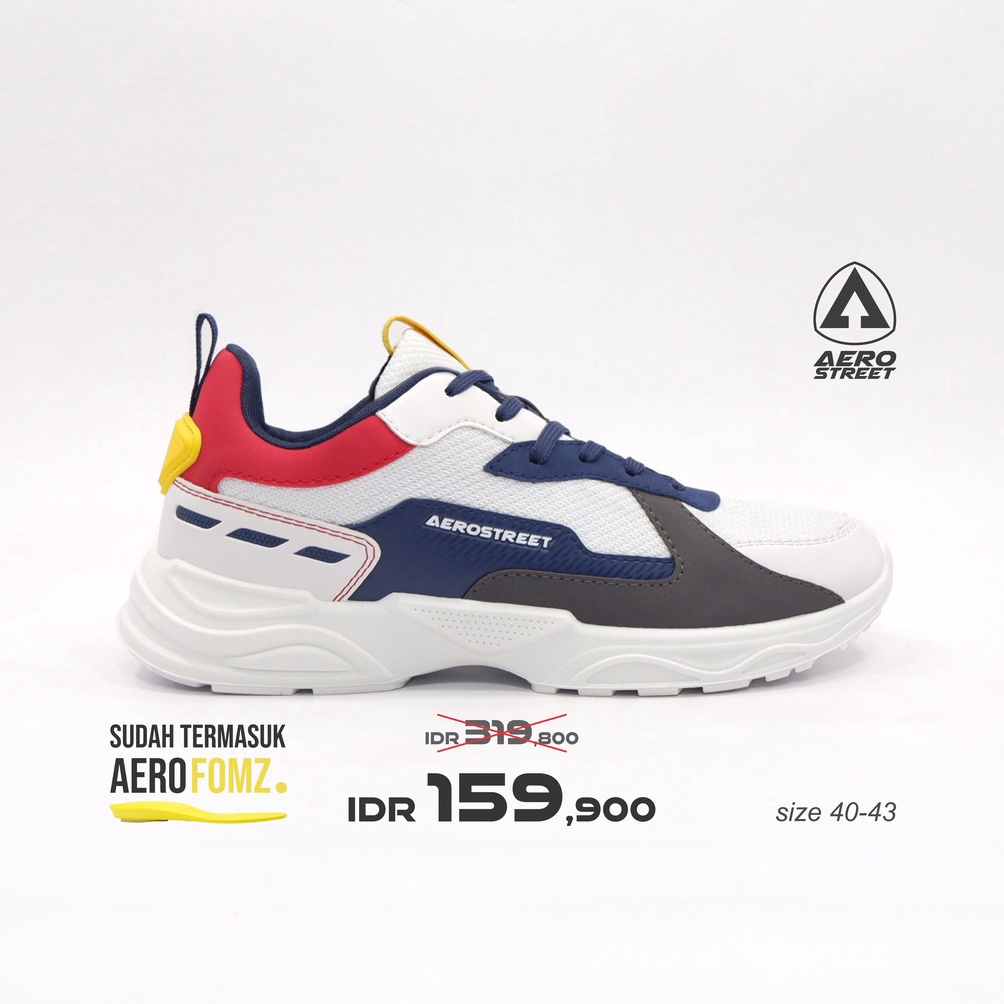 [✪K85<] Aerostreet 40-43 Riku Putih Biru Tua Merah - Sepatu Sneakers Sport 21HH31 For sale