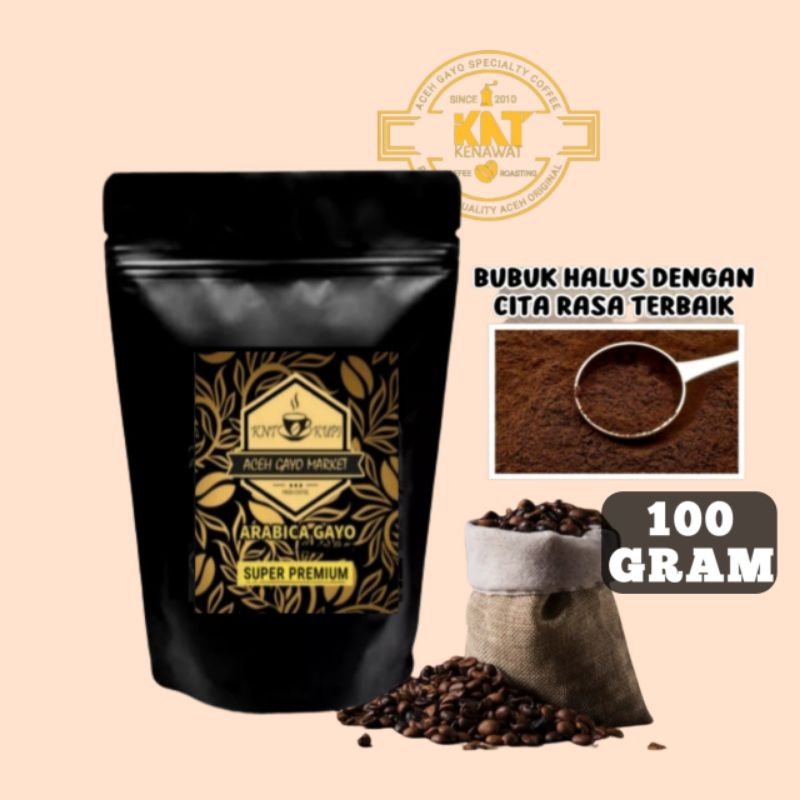 

KOPI GAYO ACEH ARABIKA PREMIUM BUBUK HALUS MURNI 100 gram OLEH-OLEH KHAS ACEH ASLI.