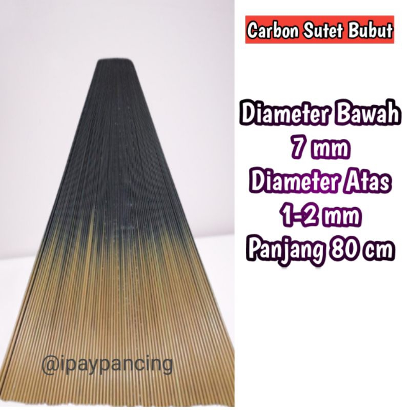 Carbon Sutet Bubut 80cm 7mm Bahan Joran