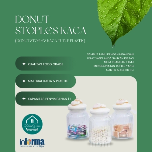 Informa Stoples Kue Donut Winnie Love Glass Jar Set Of 3/Toples Kaca Tutup Putih