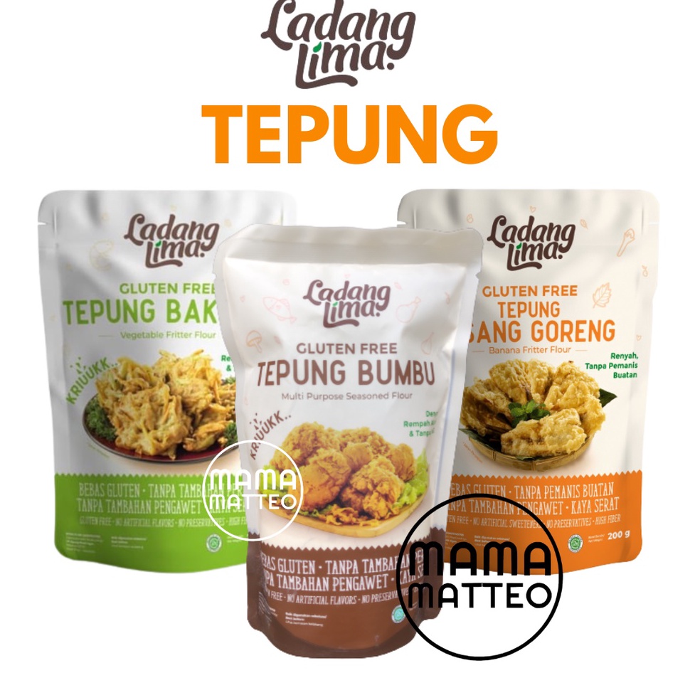 

[♛M18(] Ladang Lima Tepung Bumbu Crispy 150gr / Tepung Bakwan 200gr / Tepung Pisang 200gr / Gluten / BANDUNG Langsung Beli Gan