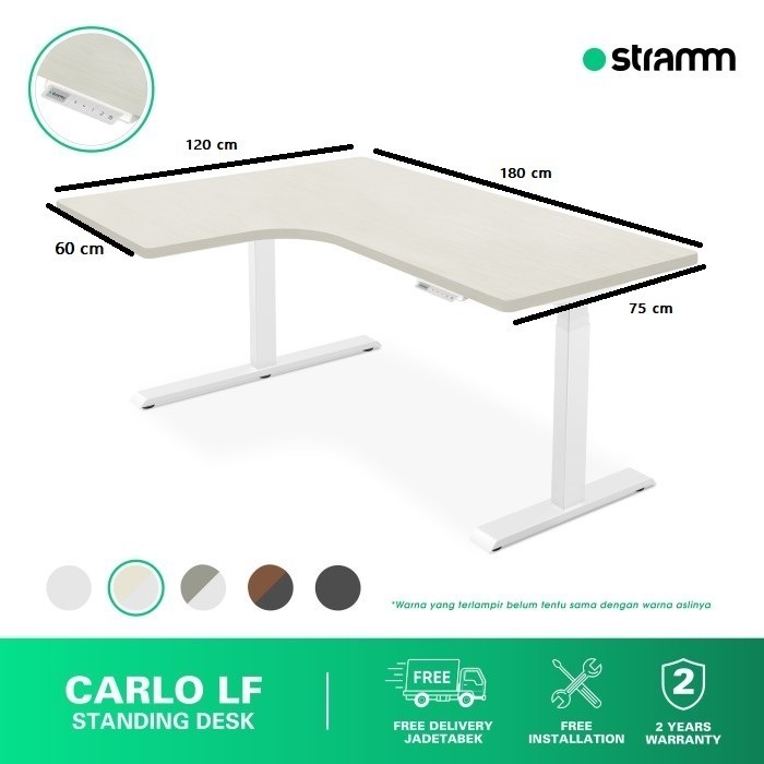 Meja Kerja Adjustable Standing Desk Stramm Carlo L-SHAPE