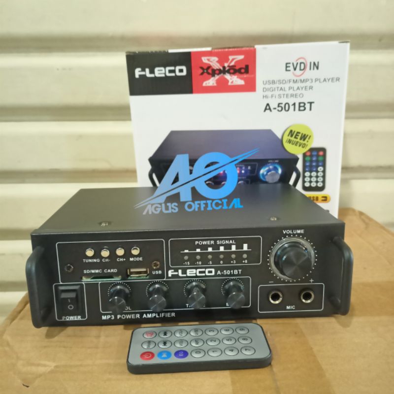 AMPLIFIER DOUBLE POWER SUBWOOFER FLECO F501-BT BLUETOOTH STEREO AUDIO MIXING