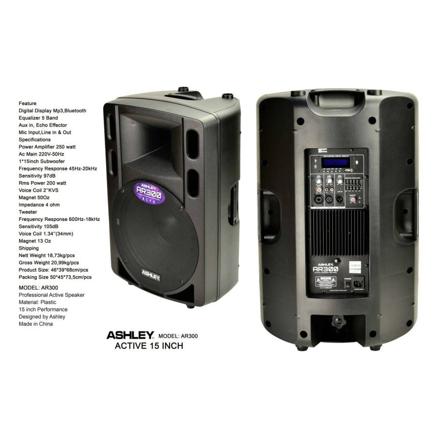 speaker aktif ashley AR 300 / AR300 15inch original ashley