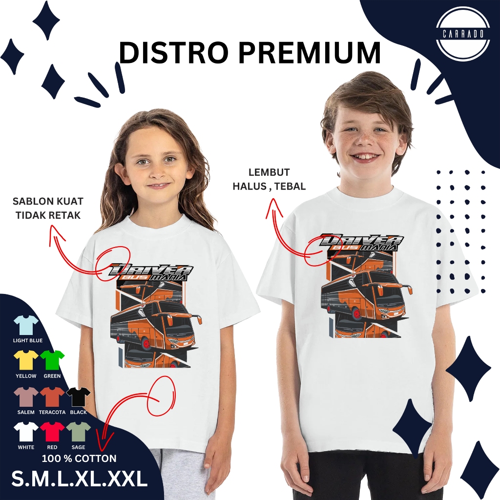 Kaos Bus Mania Anak Laki Laki Baju Tshirt Atasan Kids Driver Bus Mania Telolet