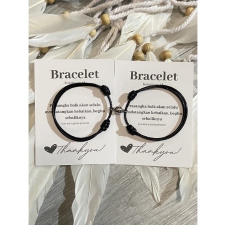 Gelang Couple Magnet Polos ( Tali Korea 2mm Hitam+Magnet Anti Air)
