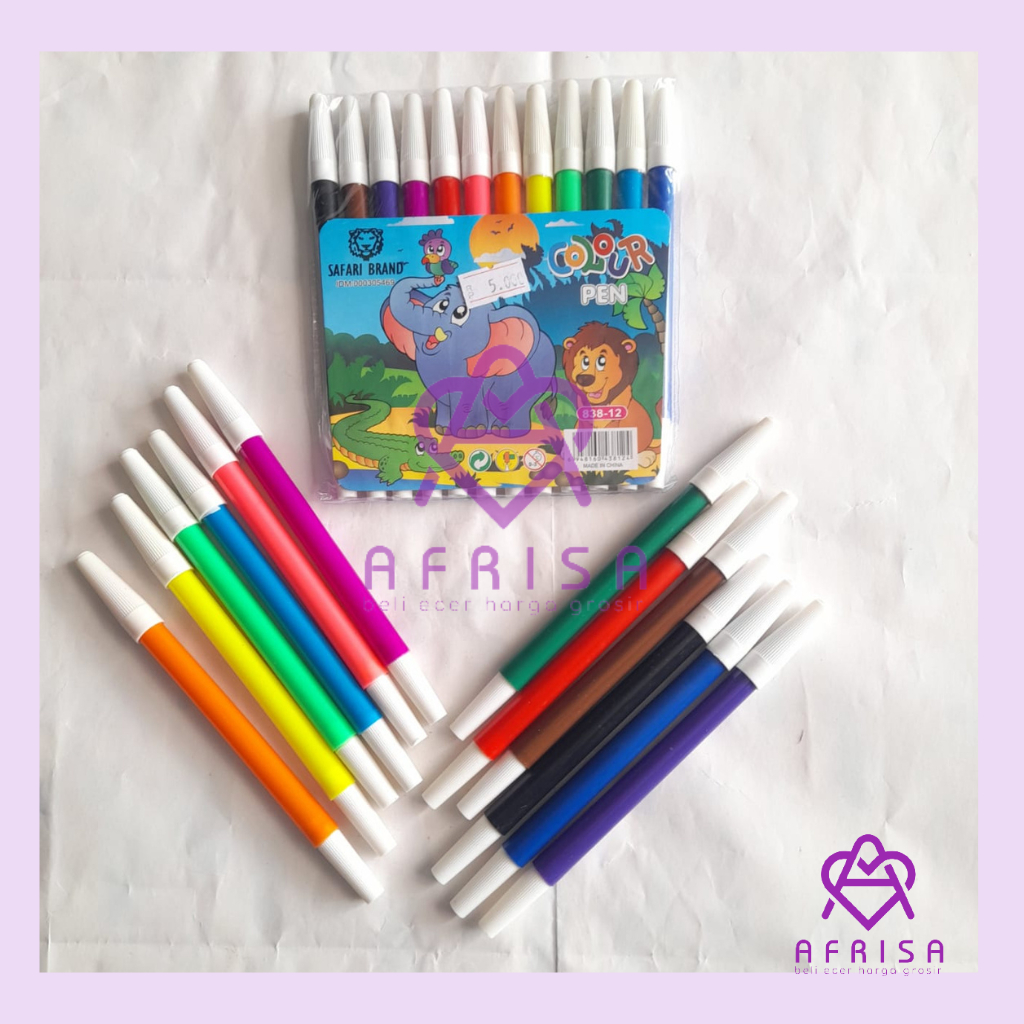 

GROSIR BANYUMAS/SPIDOL COLOUR PEN 838-12/SPIDOL SAFARI BRAND 12 WARNA