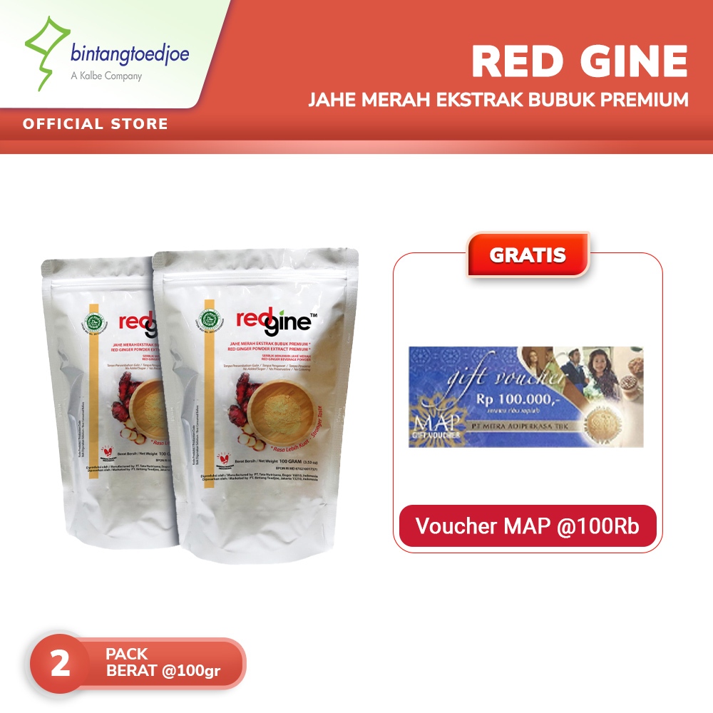 

Buy 2 pack Jahe Merah Ekstrak Bubuk Premium - Redgine FREE Voucher MAP 100k