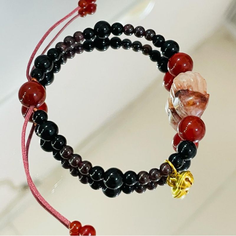 GELANG TALI SERUT CHARM KERINCING(LONCENG)EMAS ASLI 24K EMAS HK ASLI 9999% BATU RUBAH EKOR 9