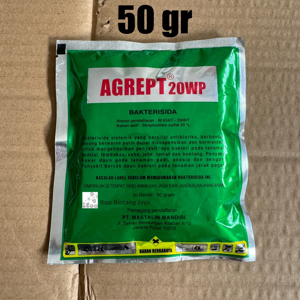 Fungisida Bakterisida Sistemik Agrept Streptomisin Sulfat 20WP 50 gr