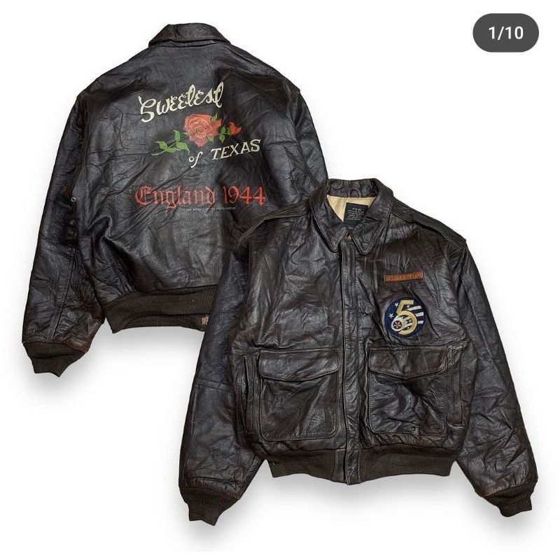 Vintage 80s avirex  A-2 leather flight jacket c 1989 avirex ltd