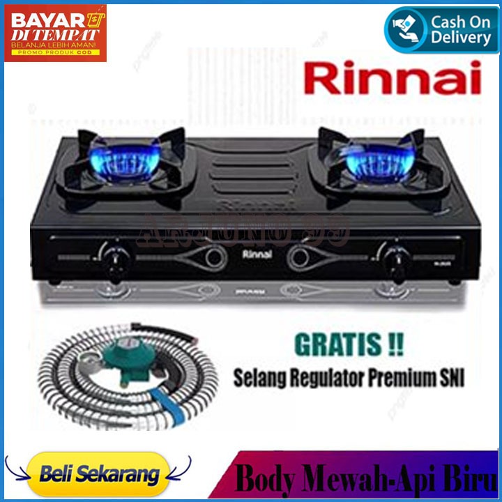 Kompor Gas 2 Tungku RINNAI / Kompor RI 202S FREE(+) SELANG PAKET REGULATOR PROMO MURAH