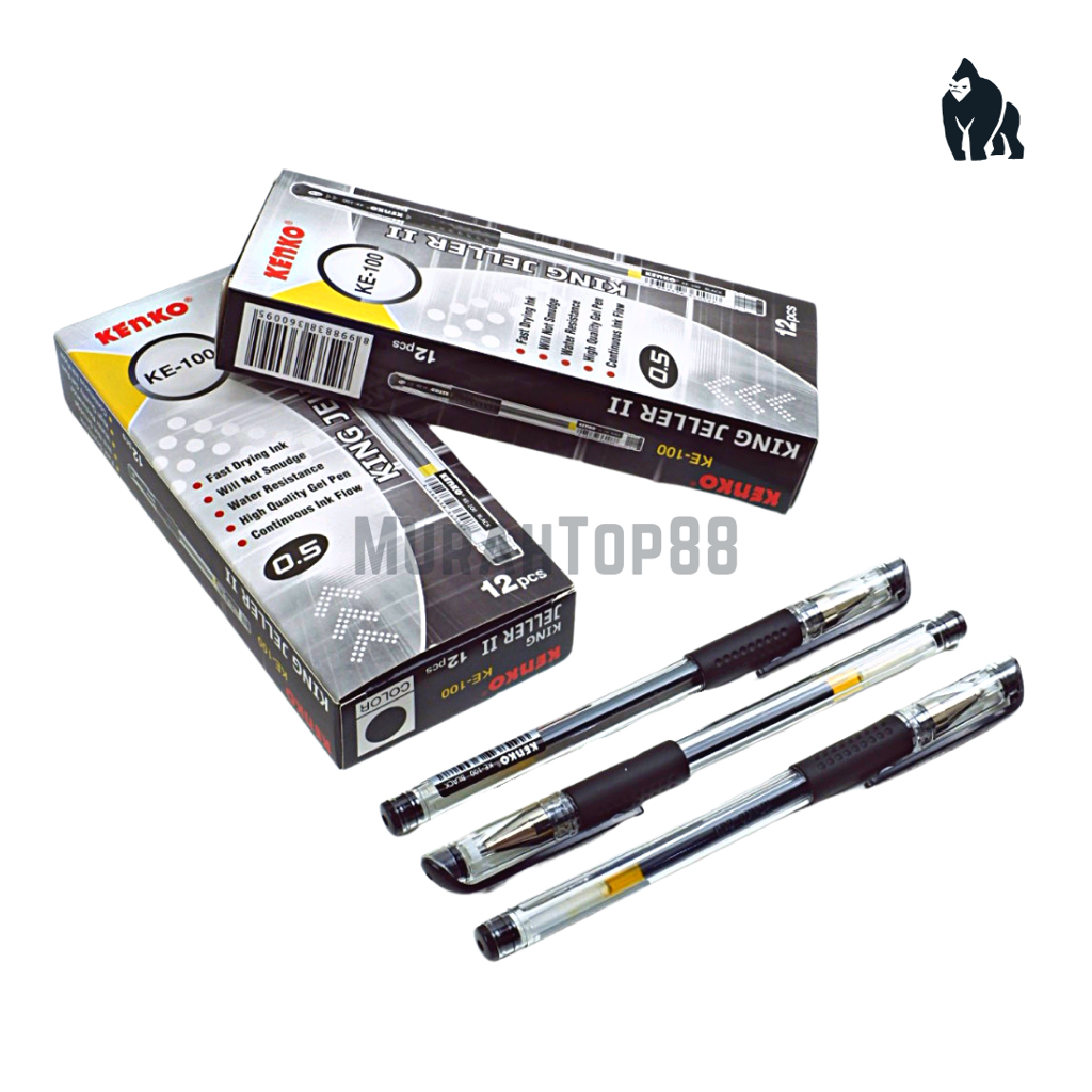 

Pulpen Gel Kenko KE-100 King Jeller II 0.5 mm / Bolpen Pena Grosir Warna Hitam Black isi 12 PCS [PER LUSIN]