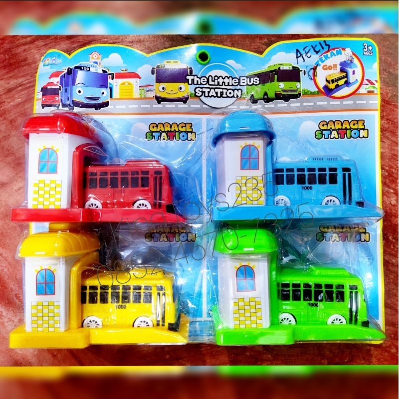 Mainan Anak Bus Hey Hai Tayo Set isi 4pcs Station Rumah Bus Bis Hay Rogi Lani Gani Mobil Kendaraan T