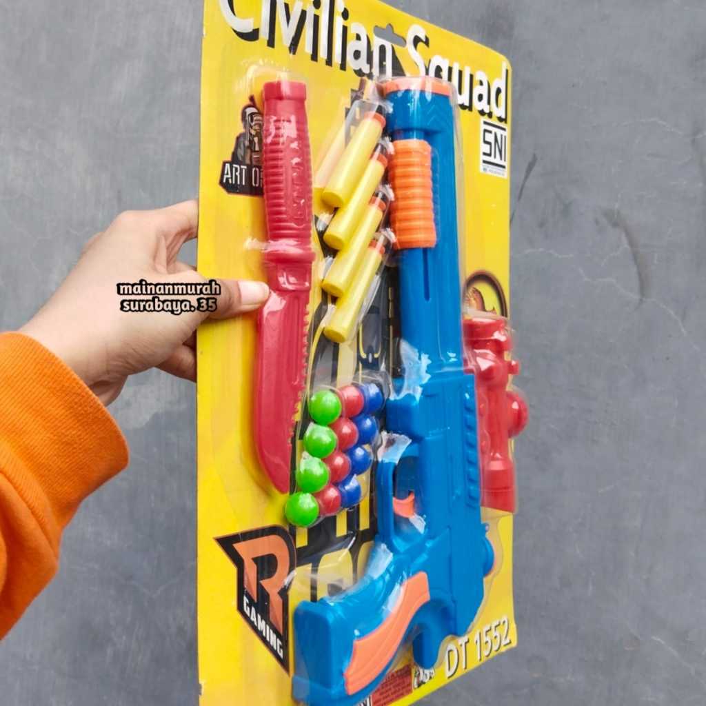 Mainan Edukatif Anak Nerft Soft Bullet DT 1552 | Mainan Anak Civilian Squad Kokang Nerf Dan Bola Pla