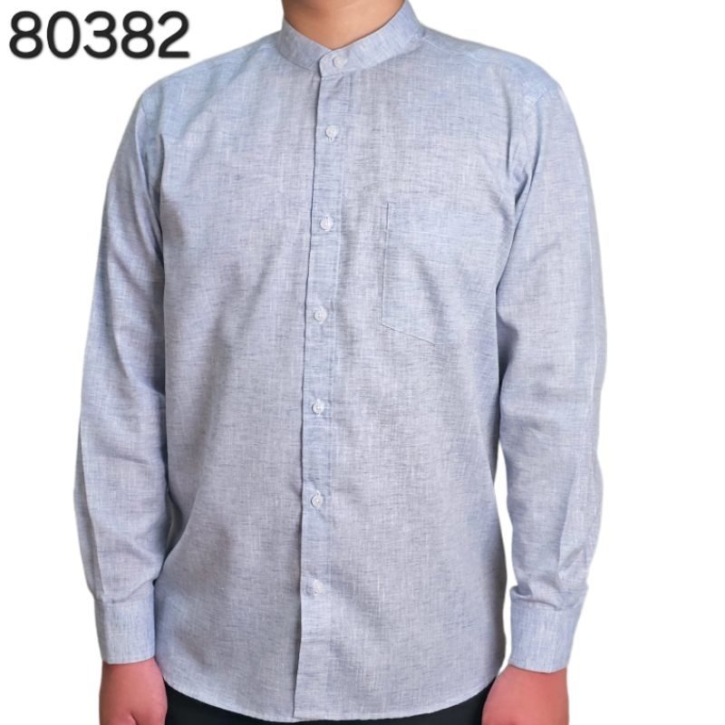 MaxMarine Baju Koko Casual Lengan Panjang Pria Biru Muda 80382