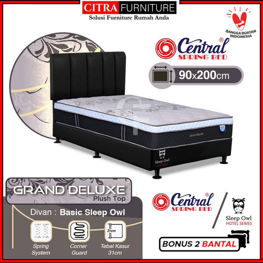 Central Spring Bed ® Springbed Central Grand Deluxe 90 x 200 Full Set - HANYA MATRAS