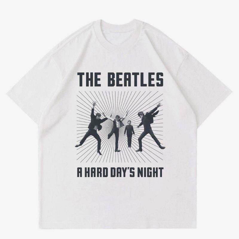 KAOS THE BEATLES - A HARD THAT'S NIGHT | T-SHIRT BAJU BAND VINTAGE THE BEATLES | KAOS PUTIH PRIA