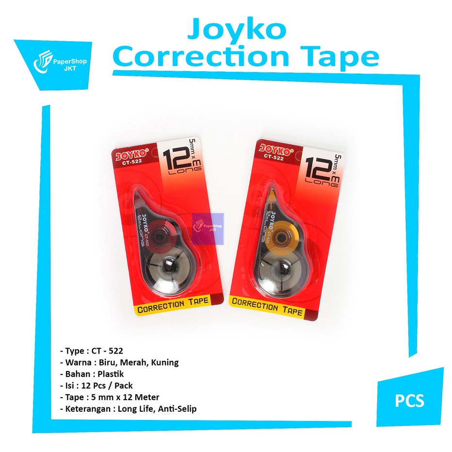 

Stok Banyak JOYKO - Correction Tape CT-522 Tipe X Pita - Pcs