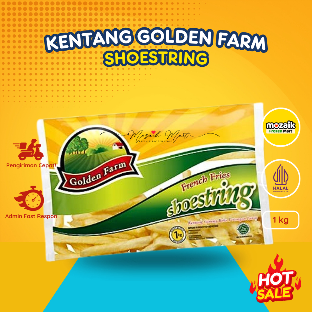 Kentang Golden Farm Shoestring 1Kg - Kentang Goreng / Kentang Frozen / Mozaik Frozen Mart / Frozen F