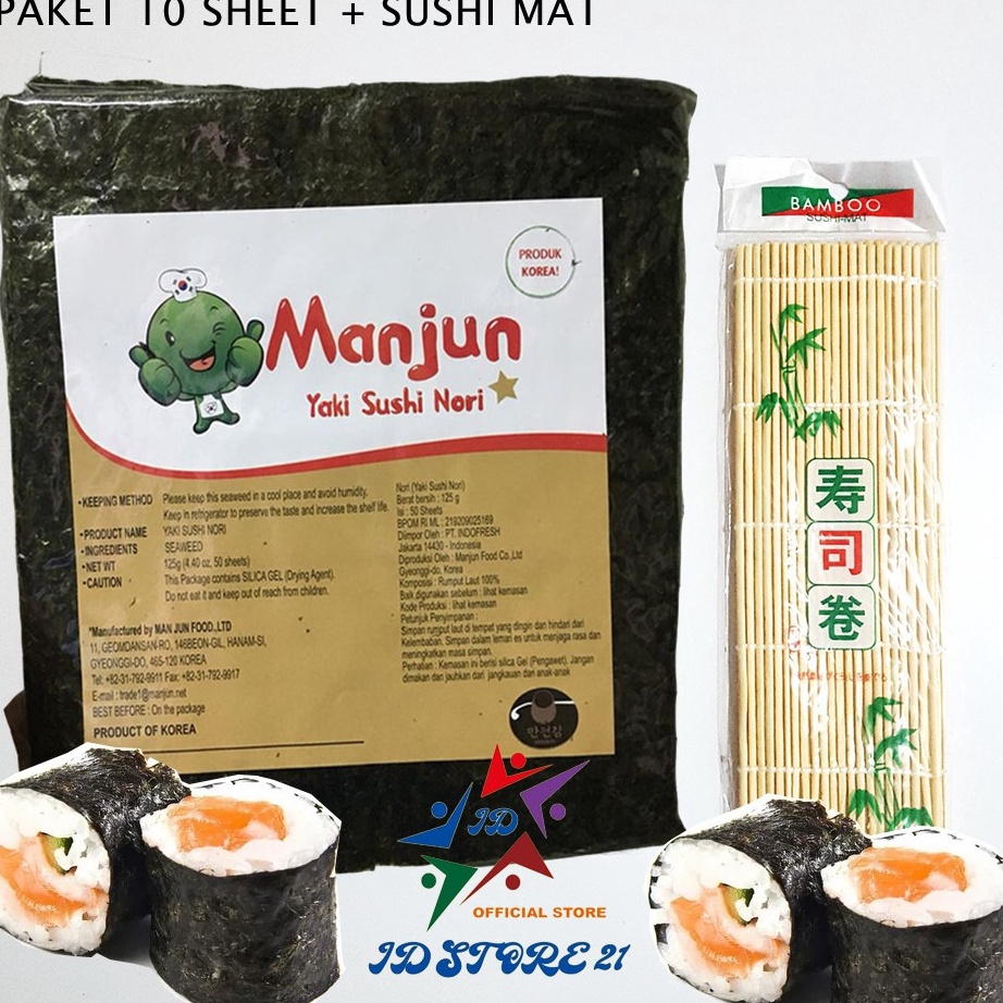 

Best Product HALAL Manjun Nori Halal Sushi PAKET 10 Lembar dan Bambu Sushimat Nori Yaki Rumput Laut Gimbap Big Sale