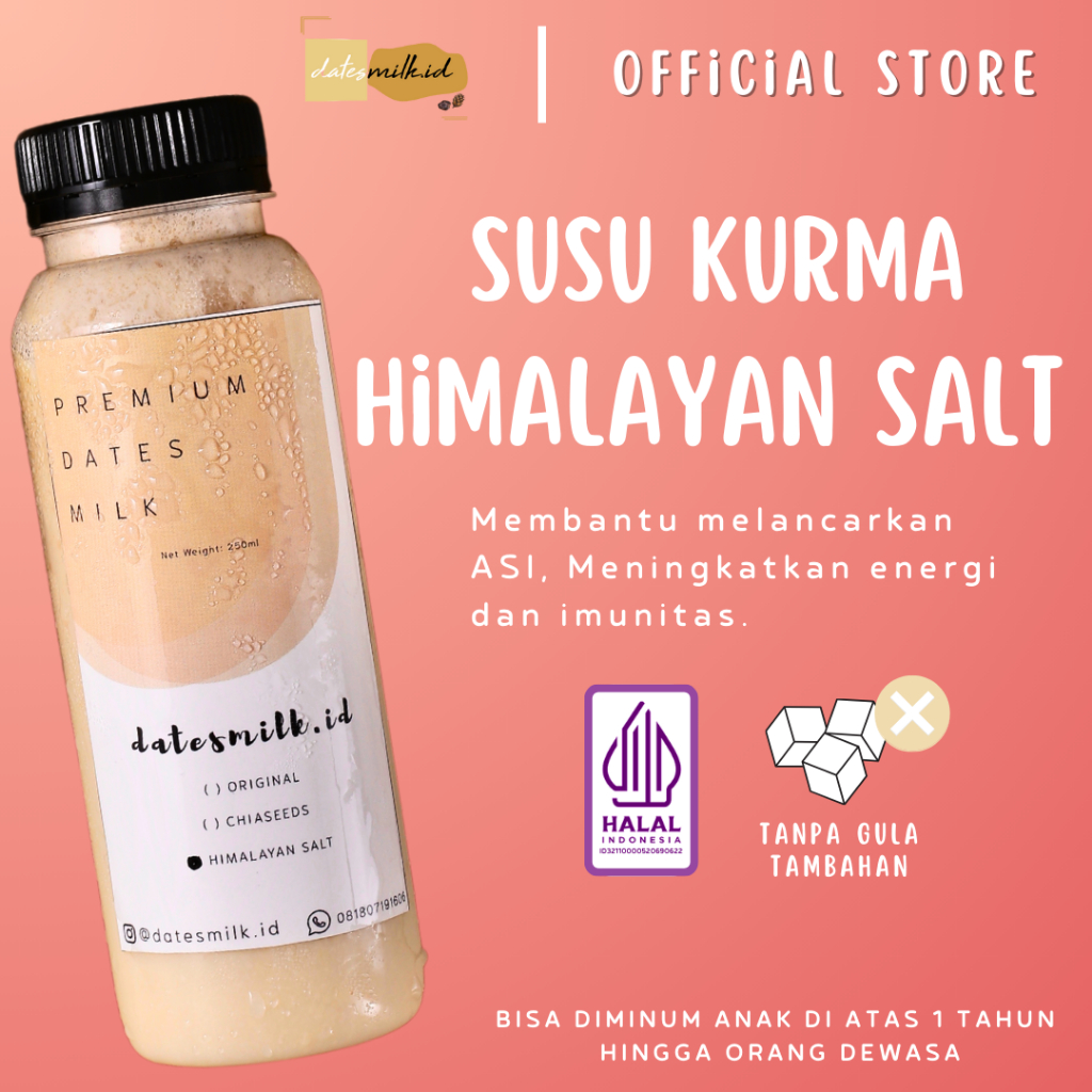 

Minuman Susu Kurma 250ml Kekinian Sehat Botol Olahan Cheese Tea Teh Himalayan Salt Alami Homemade