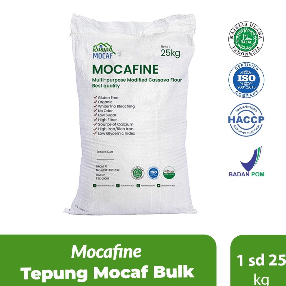 

[KODE PRODUK EE0LZ9697] Mocafine Tepung Mocaf Sudah BPOM HALAL HACCP ISO 9001 Gluten Free 1 sd 25 KG Curah BULK Kemasan Ekomonis