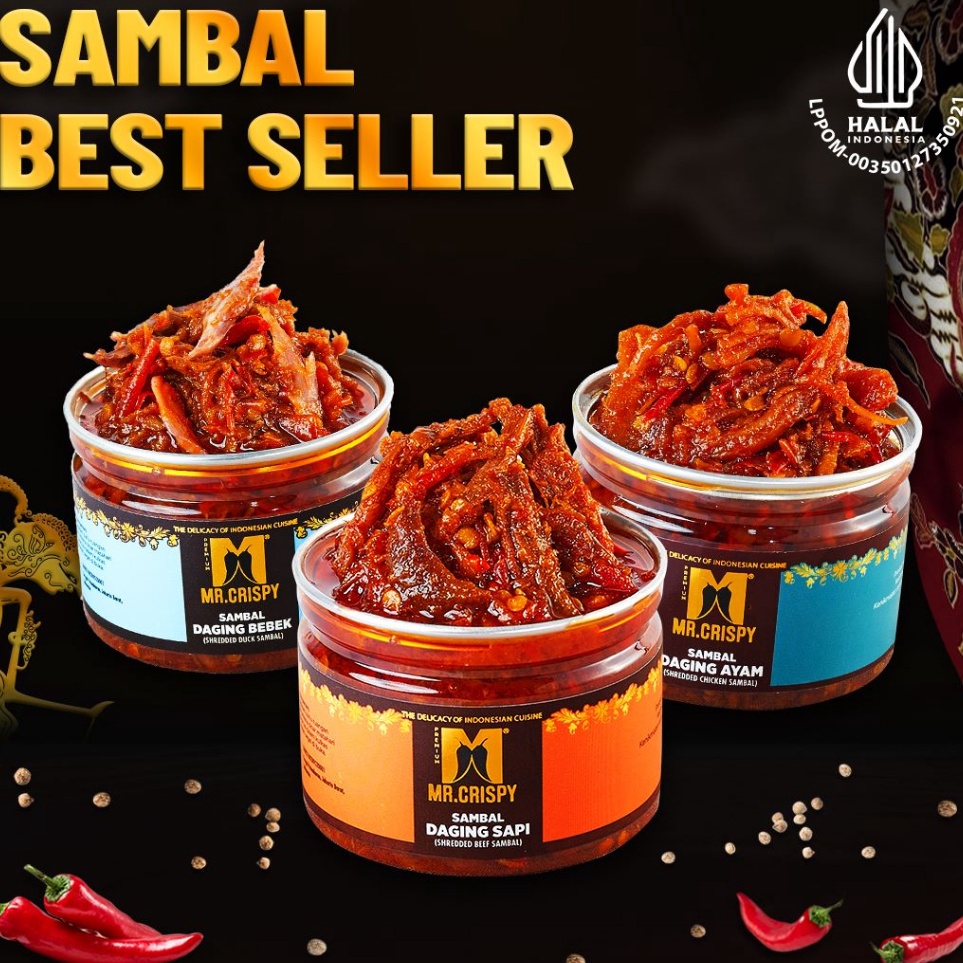 

Dijual Murah Sambal Daging Bebek/Ayam/Sapi/Sambel Mr.Crispy Kirim Langsung