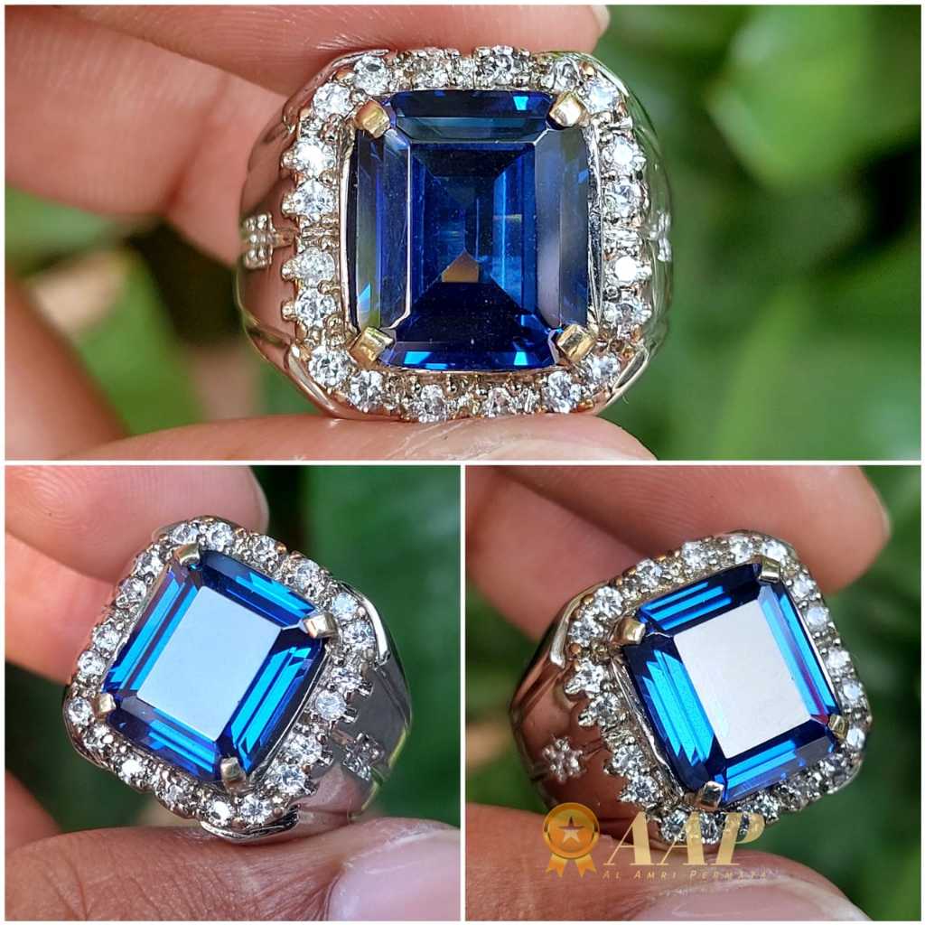 Cincin batu king sapphire Royal Blue Cincin safir Cincin pria Batu king sapphire king safir