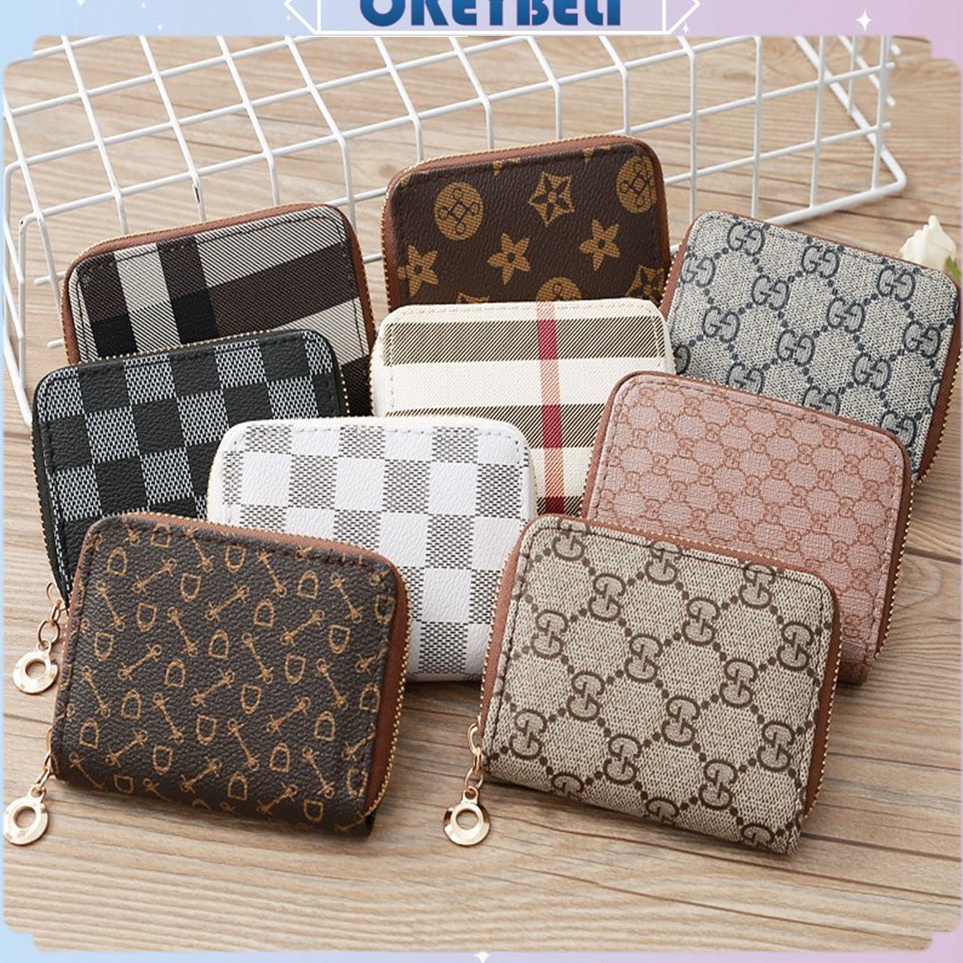 Ready Stock •OKEY BELI•DL070 Dompet Kartu Kulit Mini Dompet WALLET Motif Resleting Kartu Koin Wanita