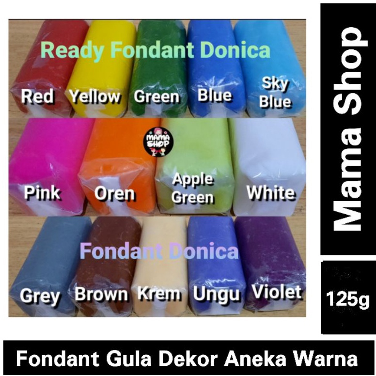 

[❇P16➤] FONDANT WARNA 125 gram icing Sugar Gula Dekor Hiasan Bahan Kue Warna Warni Fondx Donnica Weekend