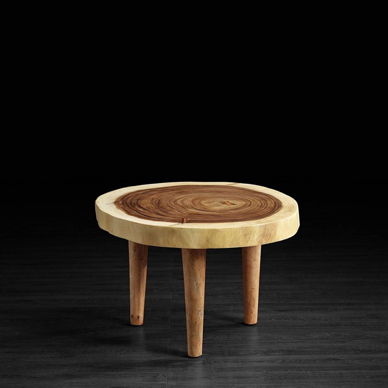 Meja Kafe Bulat Trembesi Meja Kopi Suar Meja Sudut Solid Kaki Kayu