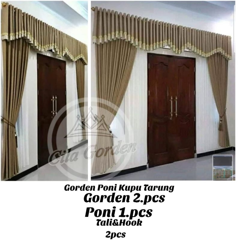 Gorden Poni Pintu Tengah Satu Set L.300cm T.250cm gorden Jendela Dan Pintu minimalis