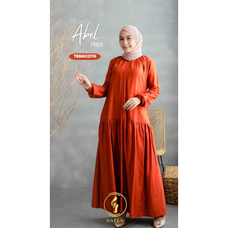 ABEL MIDI BY HAYFA MOESLIM WEAR // MIDI DRESS PREMIUM SIMPLE  MIDI DRESS POLOS // COD
